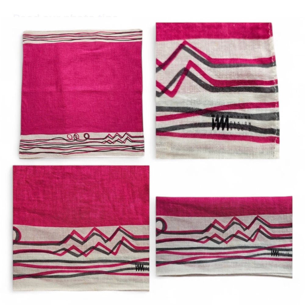Abstract Issey Miyake Fuchsia and White Silk Handkerchief